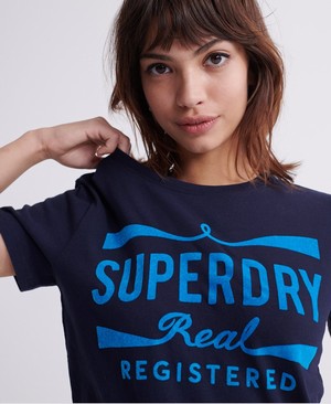 Superdry Neon Classic Real Női Pólók Sötétkék | AJHMC8951